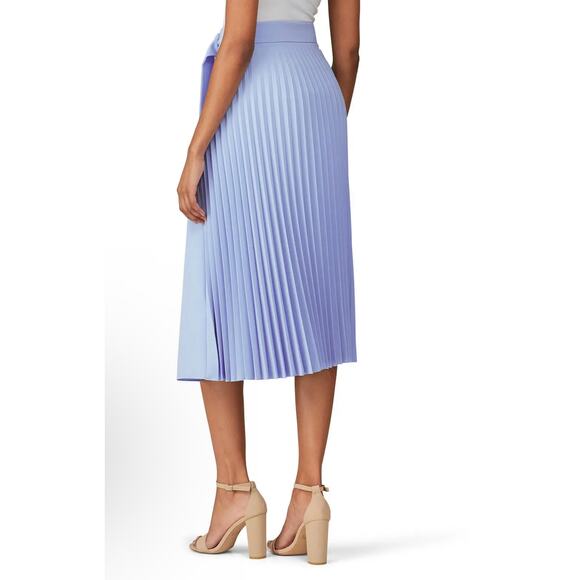 Nissa Belted Flare A Line Pleated Midi Dress Size 4 Light Blue - Picture 3 of 11